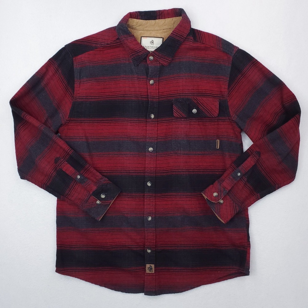 Legendary Whitetails Shirt Mens‎ L Red Black Plaid Buck Camp Flannel Lumberjack